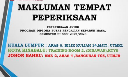 MAKLUMAN BILIK PEPERIKSAAN AKHIR (DIPLOMA) SEMESTER III, SESI 2022/2023- SEMUA PUSAT