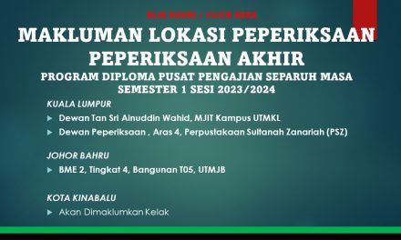 MAKLUMAN BILIK PEPERIKSAAN AKHIR (DIPLOMA) SEMESTER I, SESI 2023/2024- SEMUA PUSAT