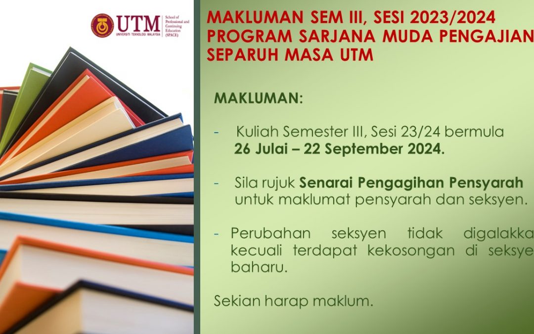SENARAI PENGAGIHAN PENSYARAH SEMESTER III, SESI 2023/2024