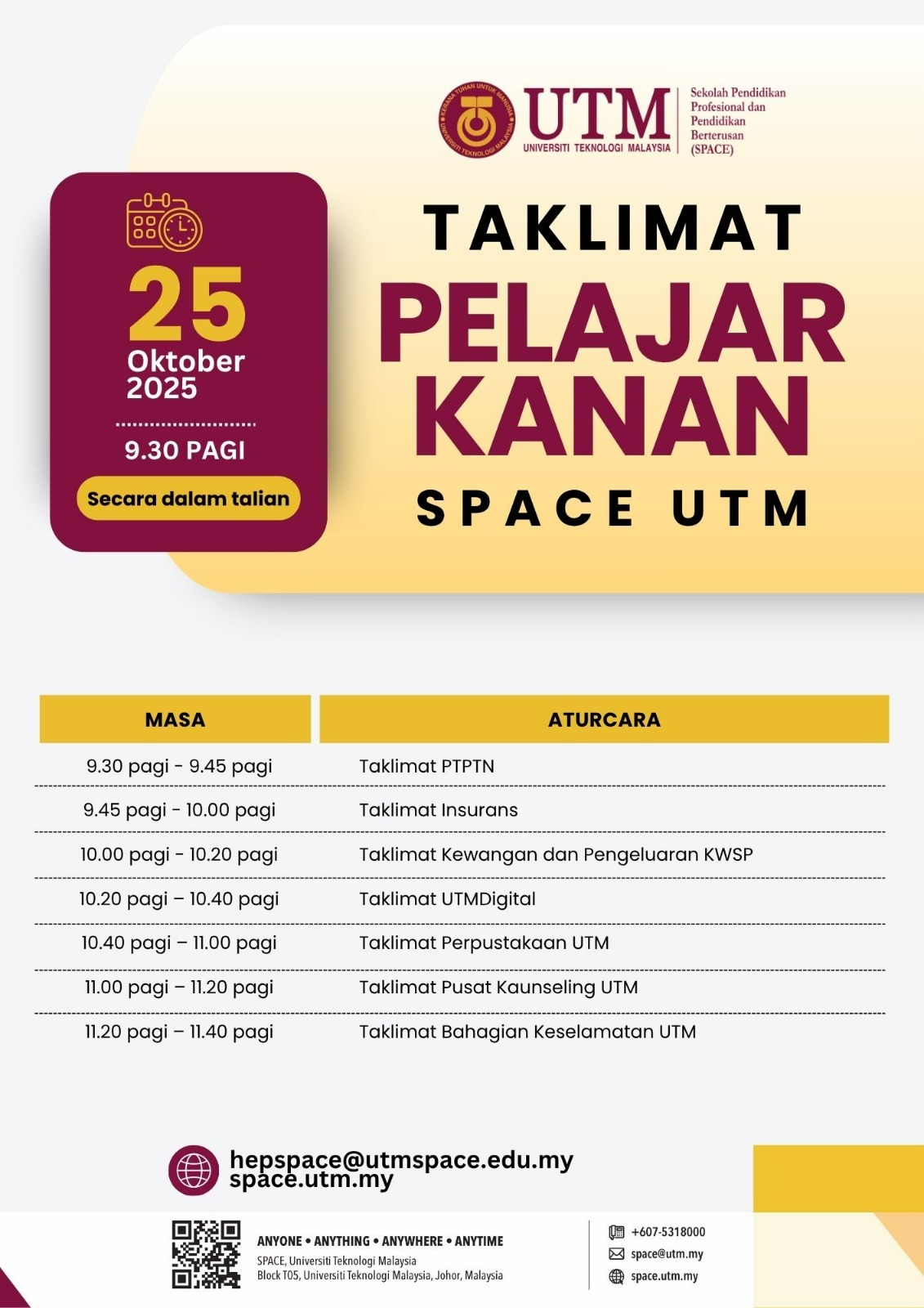TAKLIMAT PELAJAR KANAN- SPACE UTM
